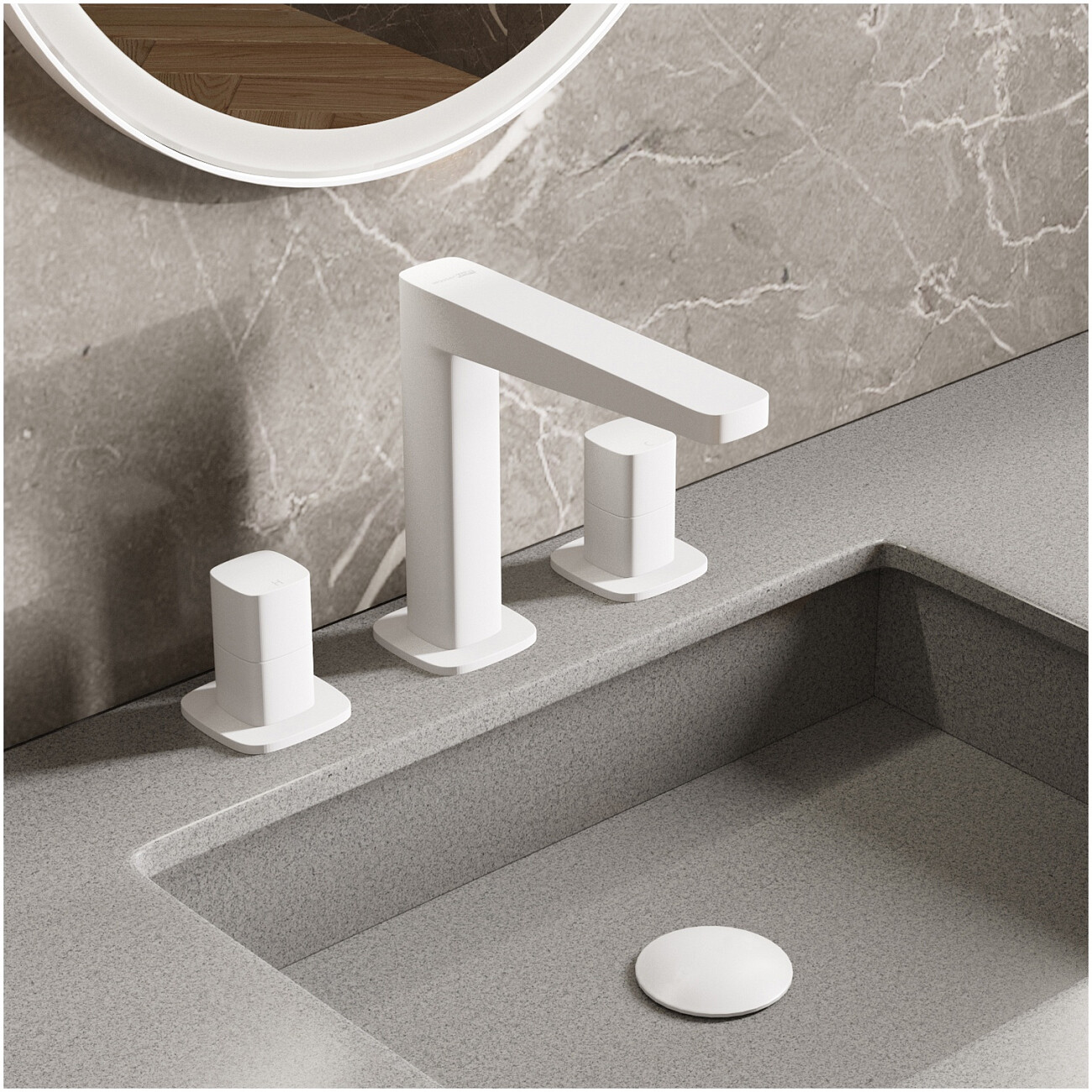 Смеситель для раковины встраиваемый из латуни белый Wasserkraft 9535 - изображение 2