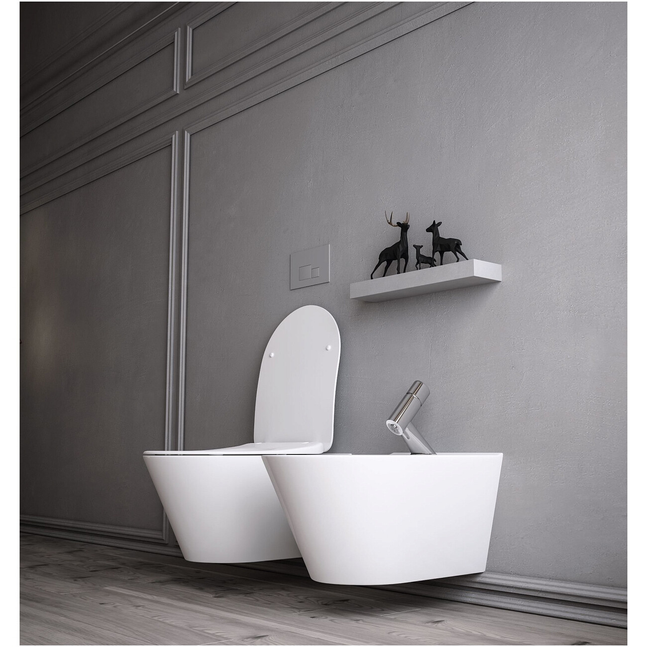 Унитаз подвесной белый Creto Logan L3 1003-001-L3W с инсталляцией Geberit 458.124.21.1 - изображение 3