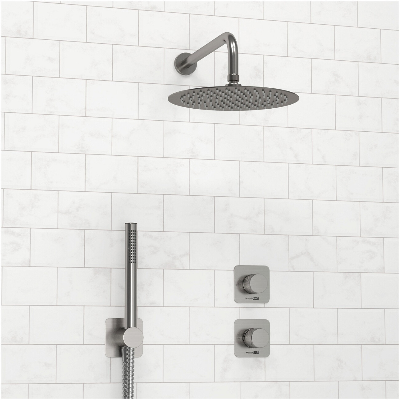 Душевой комплект с верхним душем и смесителем никель Wasserkraft A6451.296.097.121.275.100.276 - изображение 4