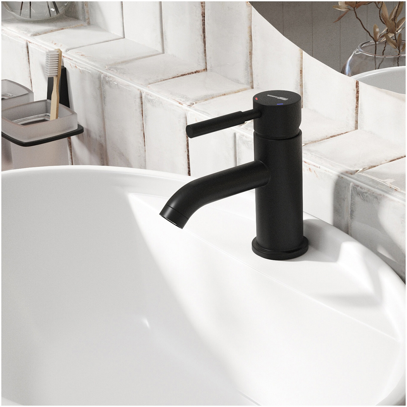 Смеситель для раковины из латуни черный Wasserkraft 3305 - изображение 2