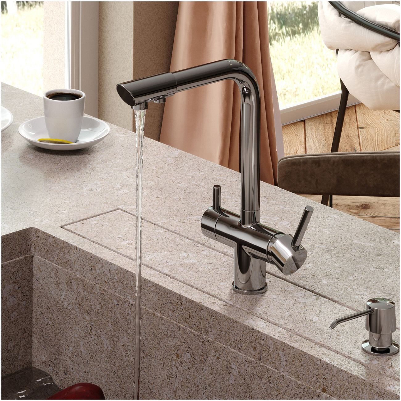 Смеситель для кухни под фильтр из латуни хром Wasserkraft A8317 - изображение 2