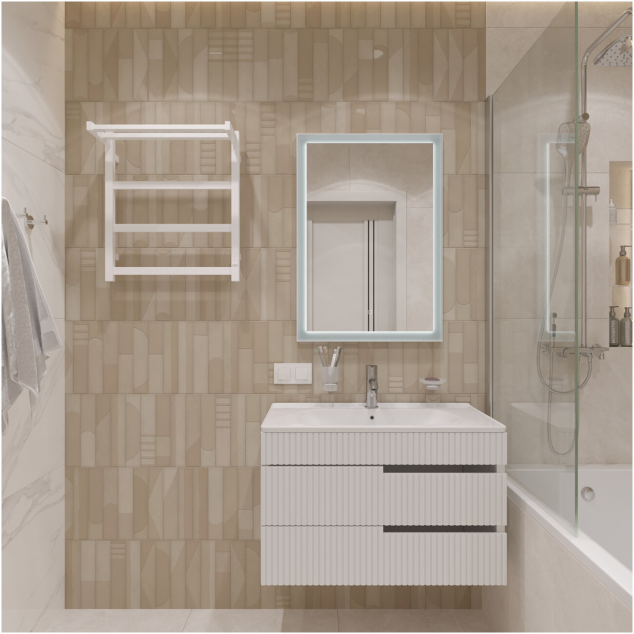 Полотенцесушитель электрический 60х50 см с полкой белый Ewrika "Пенелопа КВ7" 4657812418682 - изображение 9