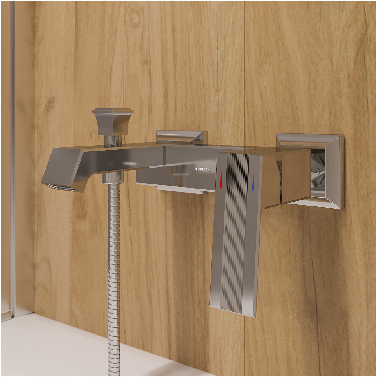 Смеситель для ванны с душем настенный хром Stworki "Оденсе" S12100CR - изображение 5