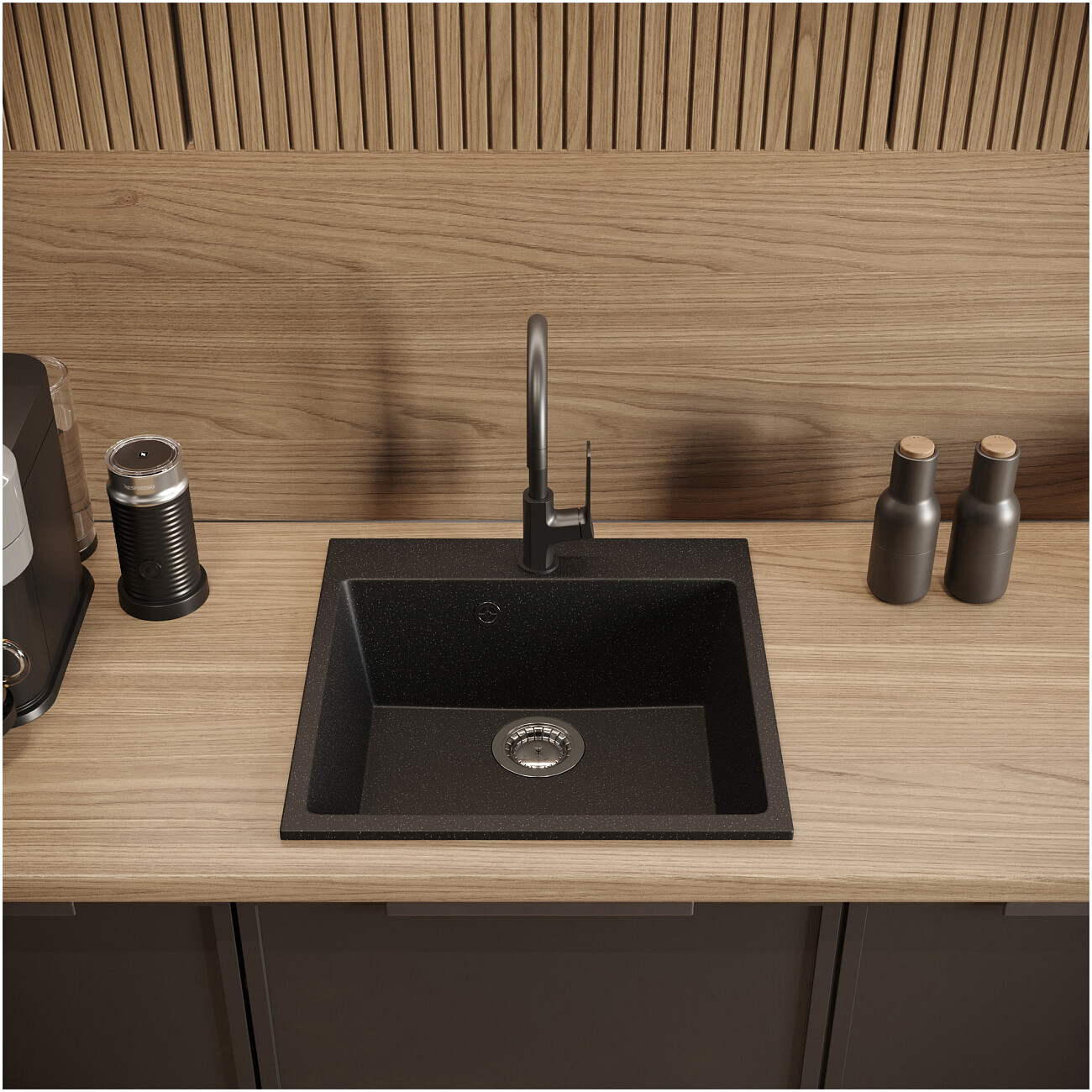 Мойка кухонная черная Domaci "Болонья" М-42-002 - изображение 7