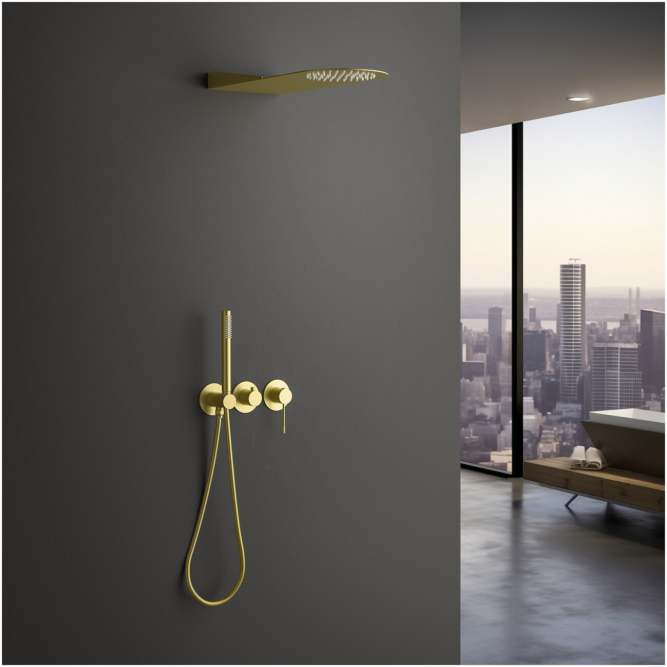 Душевой комплект встраиваемый с верхним душем золото матовое Timo Saona SX-2340-17SM - изображение 2