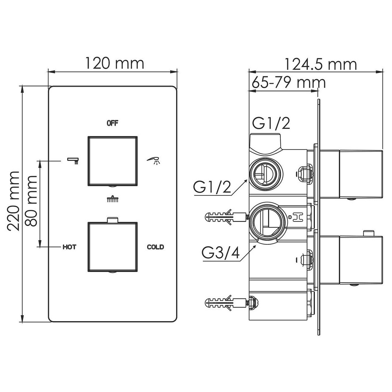 Смеситель для ванны и душа термостатический встраиваемый хром Wasserkraft 1544 Thermo - изображение 3