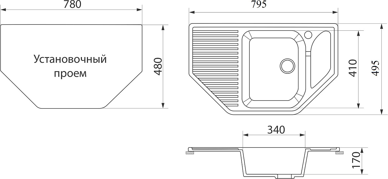 Мойка кухонная черная Domaci "Бьелла" DMC-10-308 - изображение 3