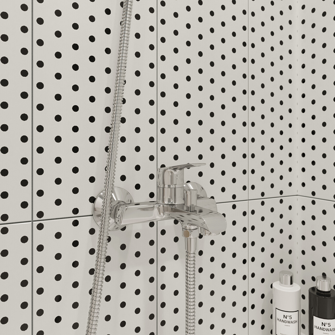 Смеситель для ванны и душа однорычажный с душевым гарнитуром хром Diwo "Муром" MU-02cr - изображение 3