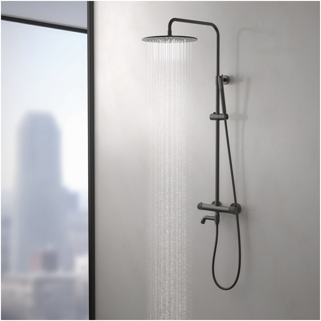 Душевой комплект с верхним душем, изливом и термостатом черное золото Timo Saona SX-2380-18 - изображение 4