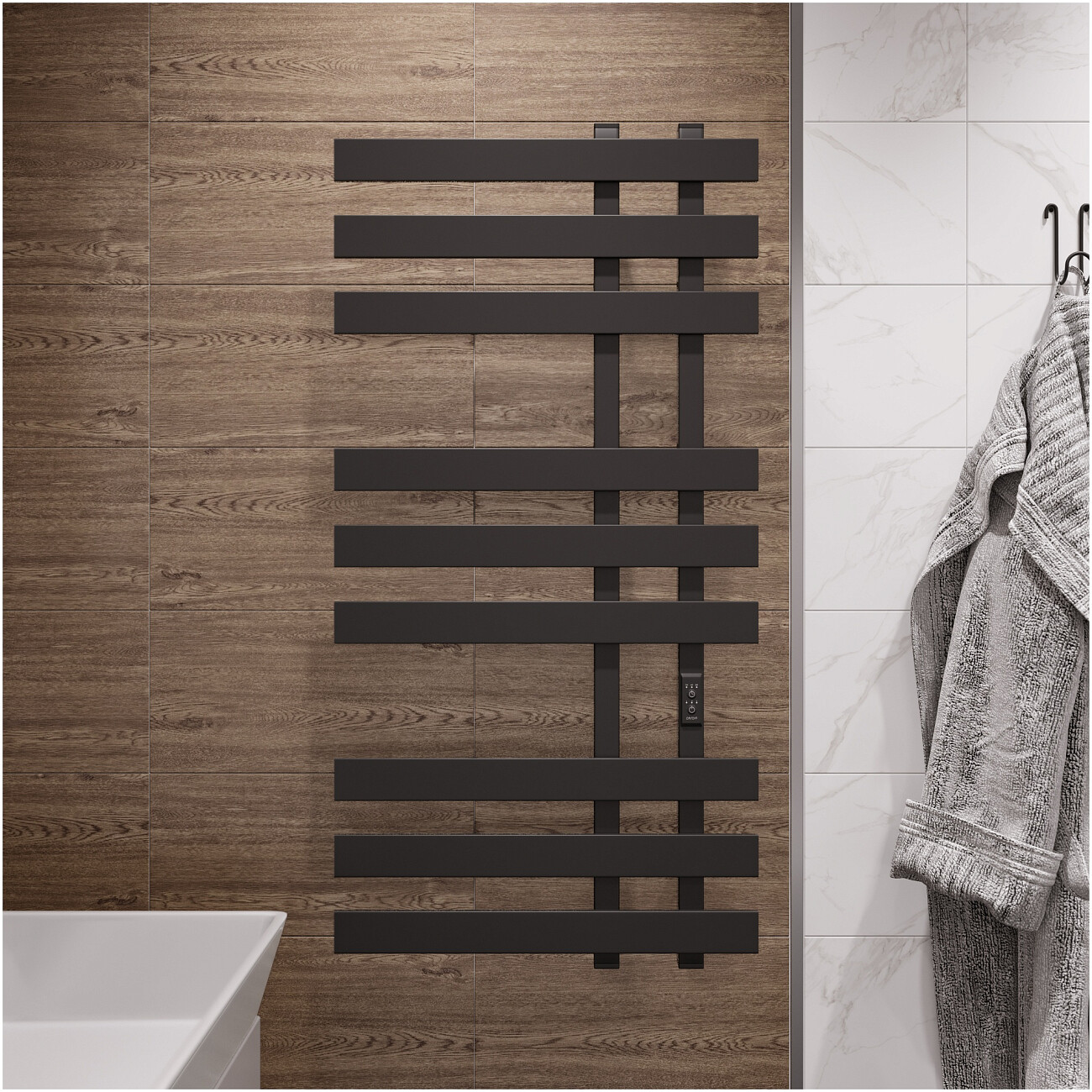 Полотенцесушитель электрический с терморегулятором 50х100 см черный Ewrika "Медея" LX - изображение 3