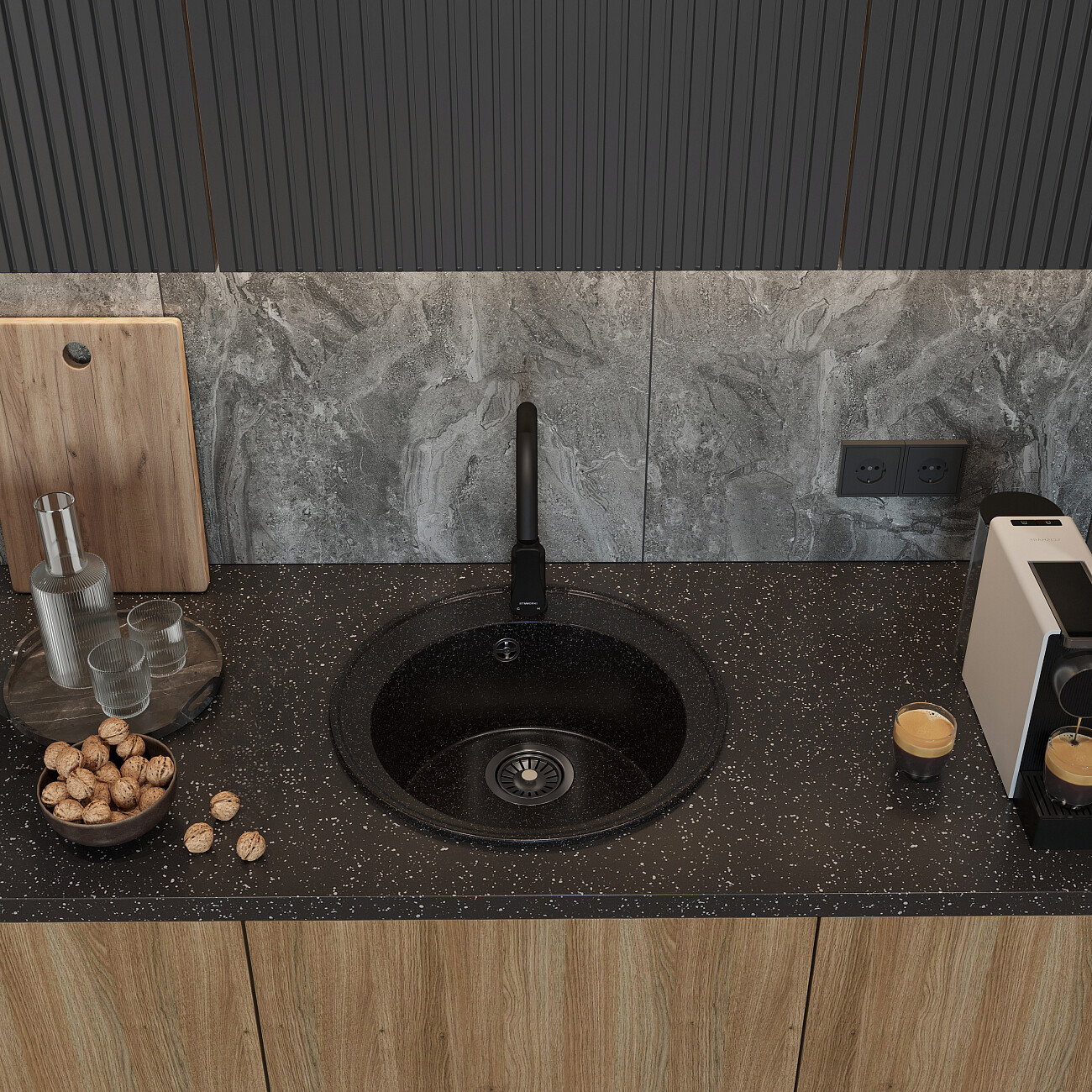 Мойка кухонная черная Domaci "Палермо" PR-475-004 - изображение 8