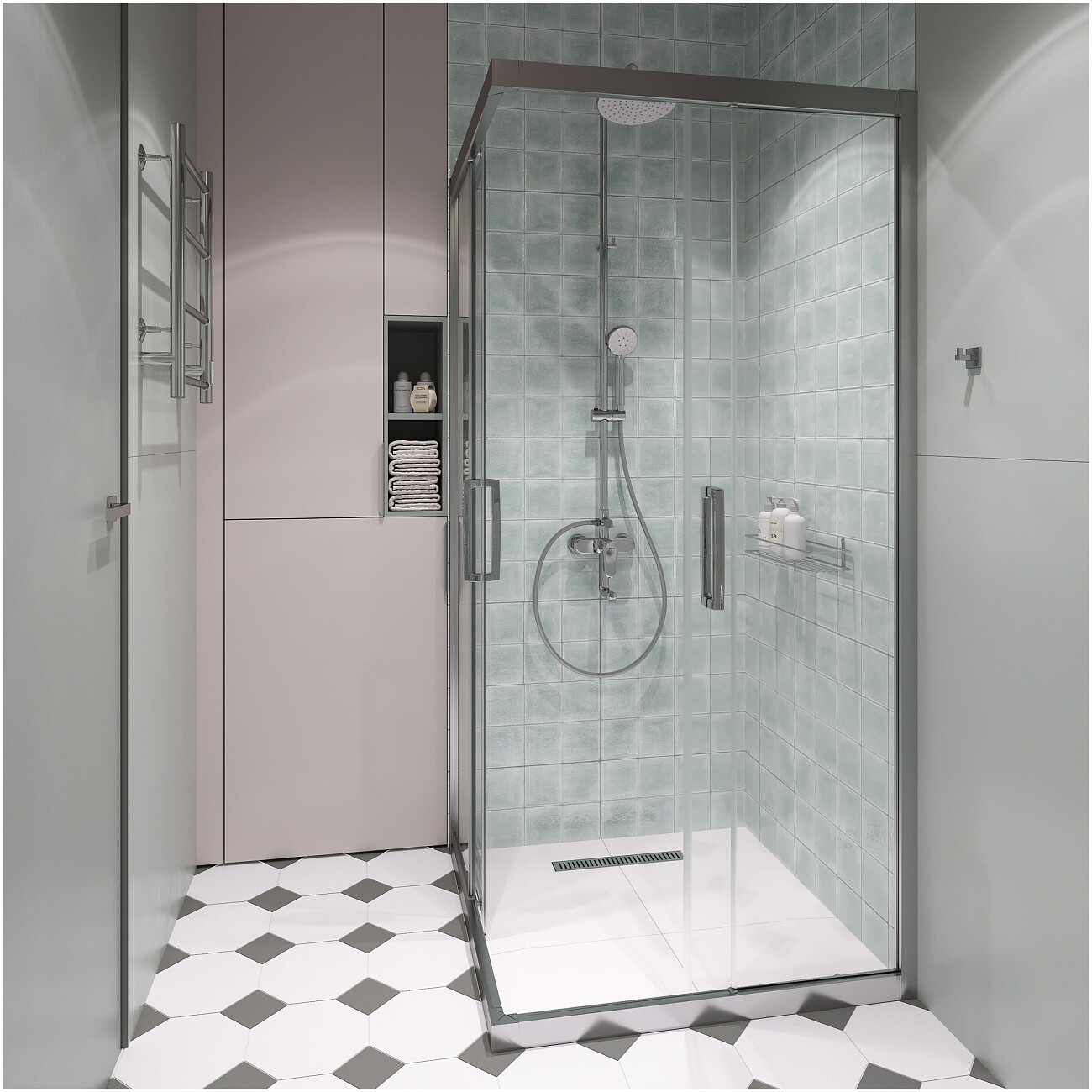 Душевой уголок 95х95 см хром матовый, прозрачное стекло Stworki "Дублин" - изображение 2