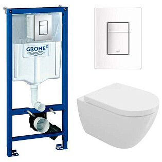 Унитаз подвесной белый Bocchi Venezia Rimless 1295-001-0129 с инсталляцией Rapid SL 38772001