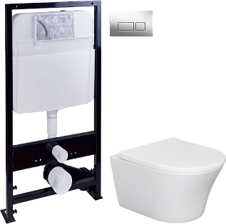 Унитаз белый Stworki &quot;Вестерос&quot; HCVST1700SC с инсталляцией ProLT 0026-2020 и кнопкой хром 0041