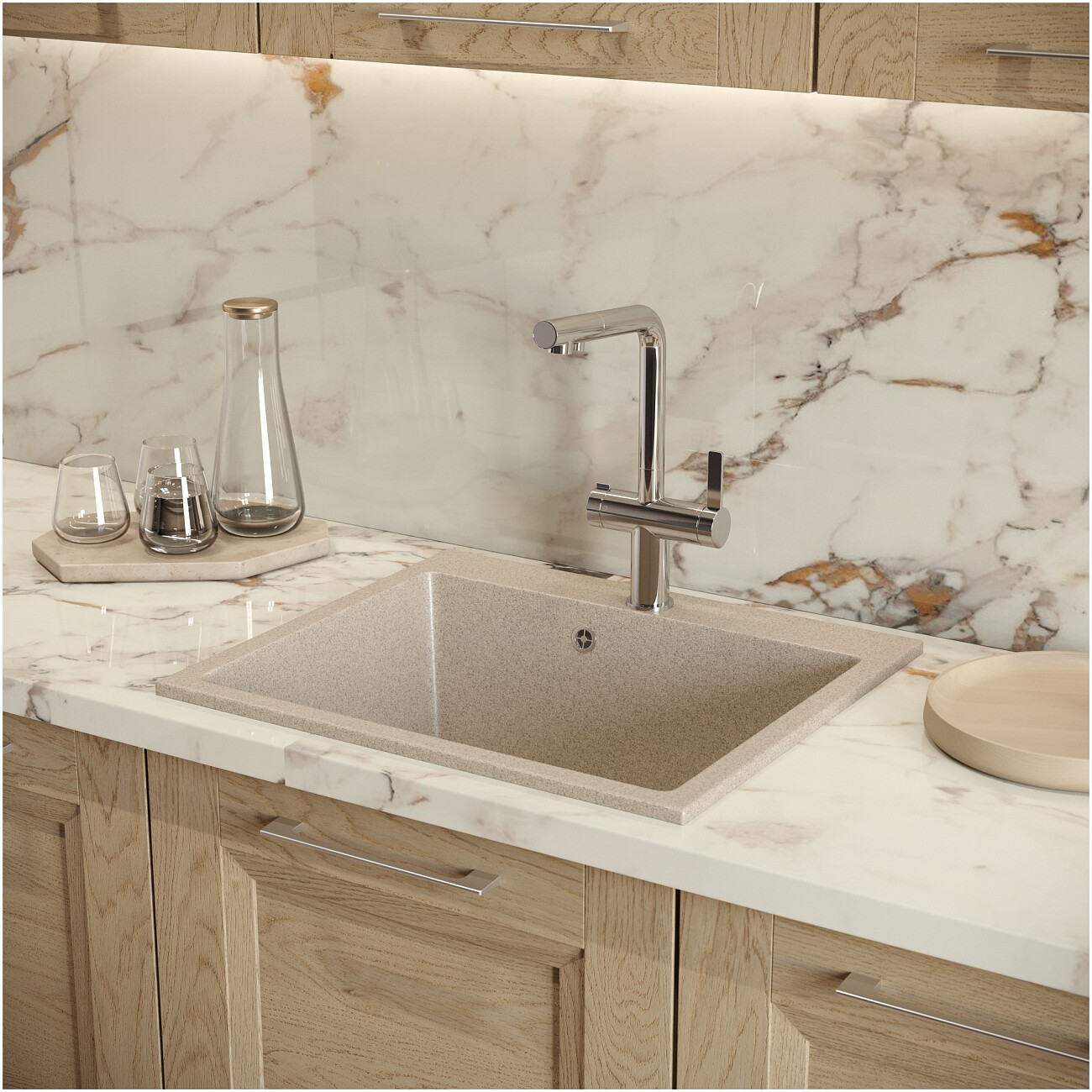 Мойка кухонная песочная Domaci "Болонья" М-44-004 - изображение 8