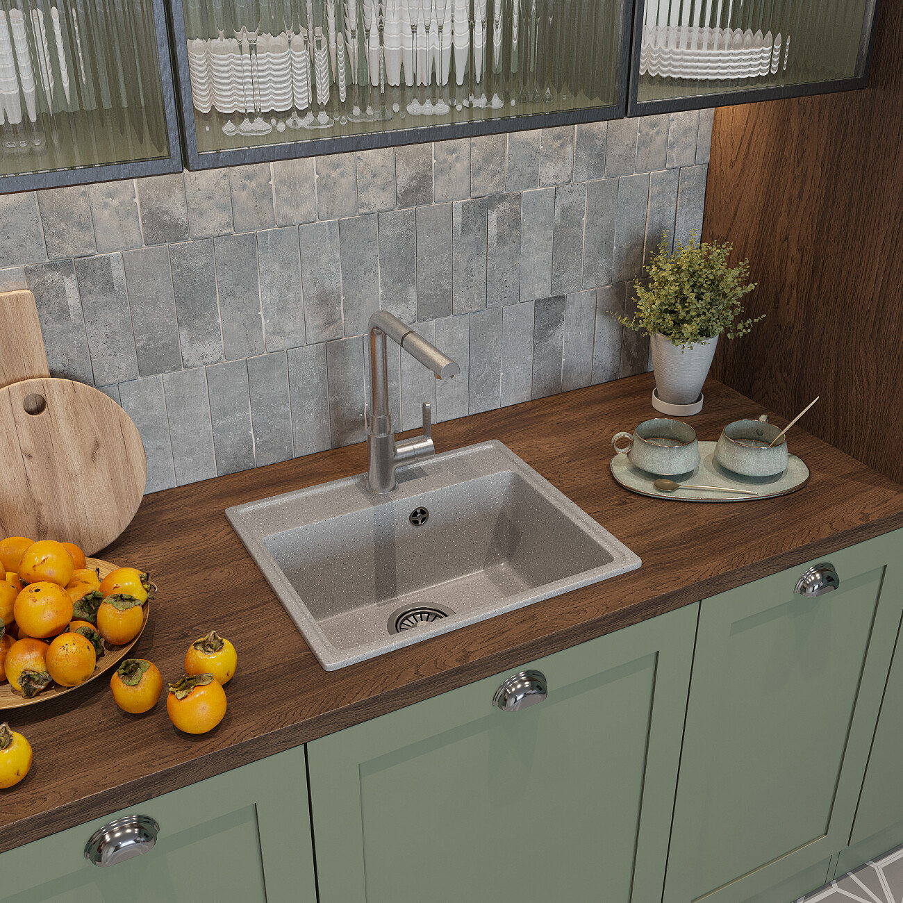 Мойка кухонная серая Domaci "Палермо" PR-490-003 - изображение 9