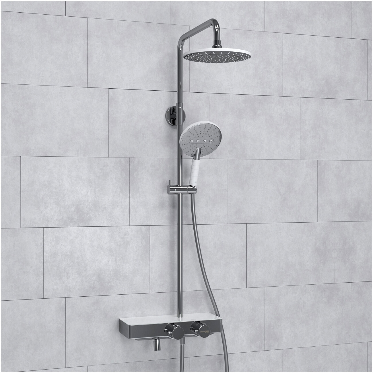Душевой комплект с верхним душем и лейкой хром Wasserkraft A113.067.059.CH Thermo - изображение 2