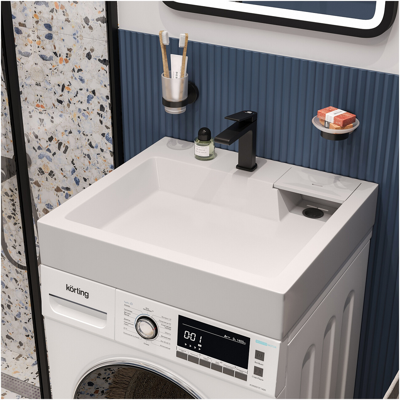 Раковина на стиральную машину 60х55 см белая Diwo "Углич" RnDUE-60 - изображение 4