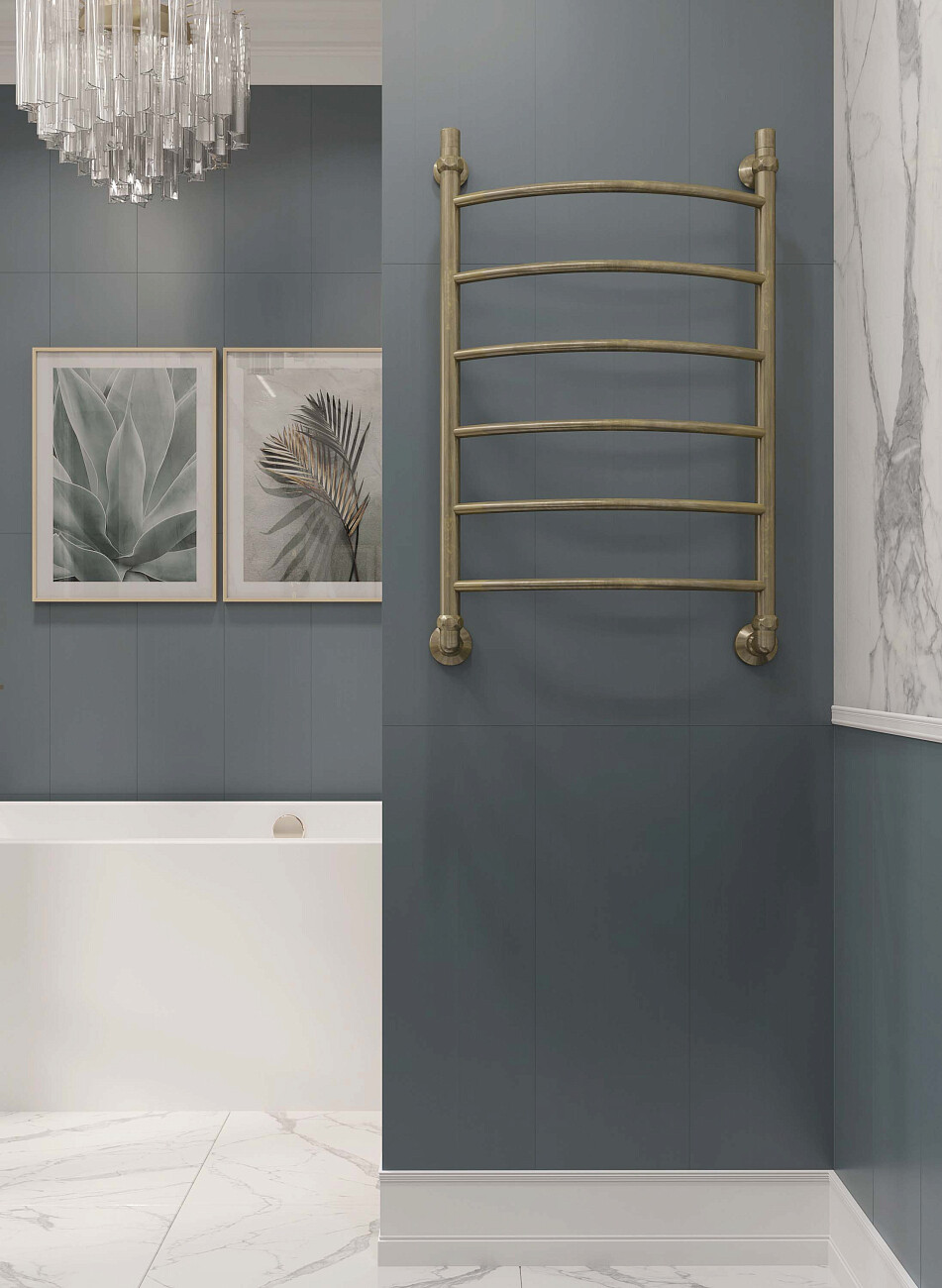 Полотенцесушитель водяной 80х50 см состаренная бронза Ewrika "Сафо" D 4627201609342 - изображение 6