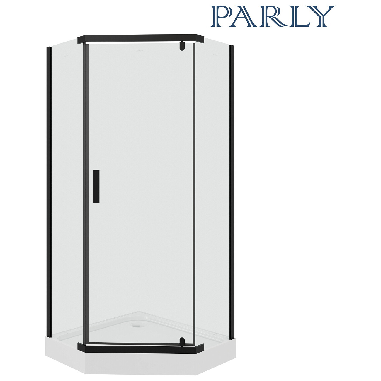 Душевой уголок пятиугольный с низким поддоном 90х90 см черный Parly ZPE911B - изображение 5