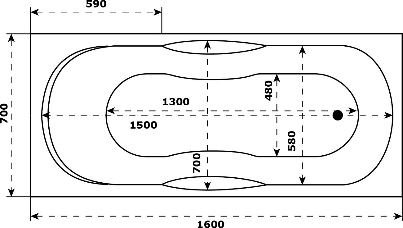 Акриловая ванна с каркасом 160x70 см белая Diwo "Ярославль" 333192, 333202 - изображение 2