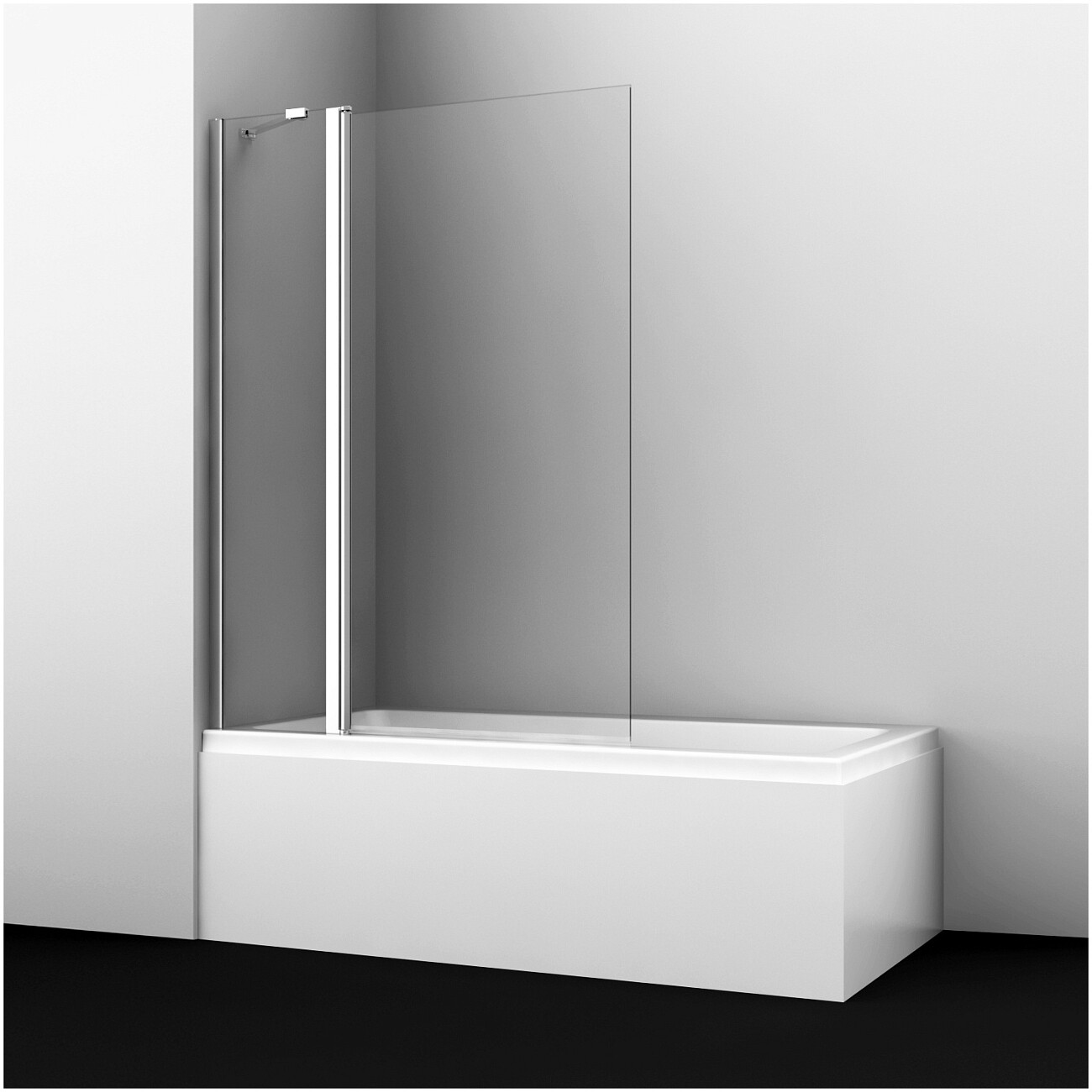 Штора на ванну стеклянная 140х110 см прозрачная, хром Wasserkraft Berkel 48P02-110 Fixed - изображение 2