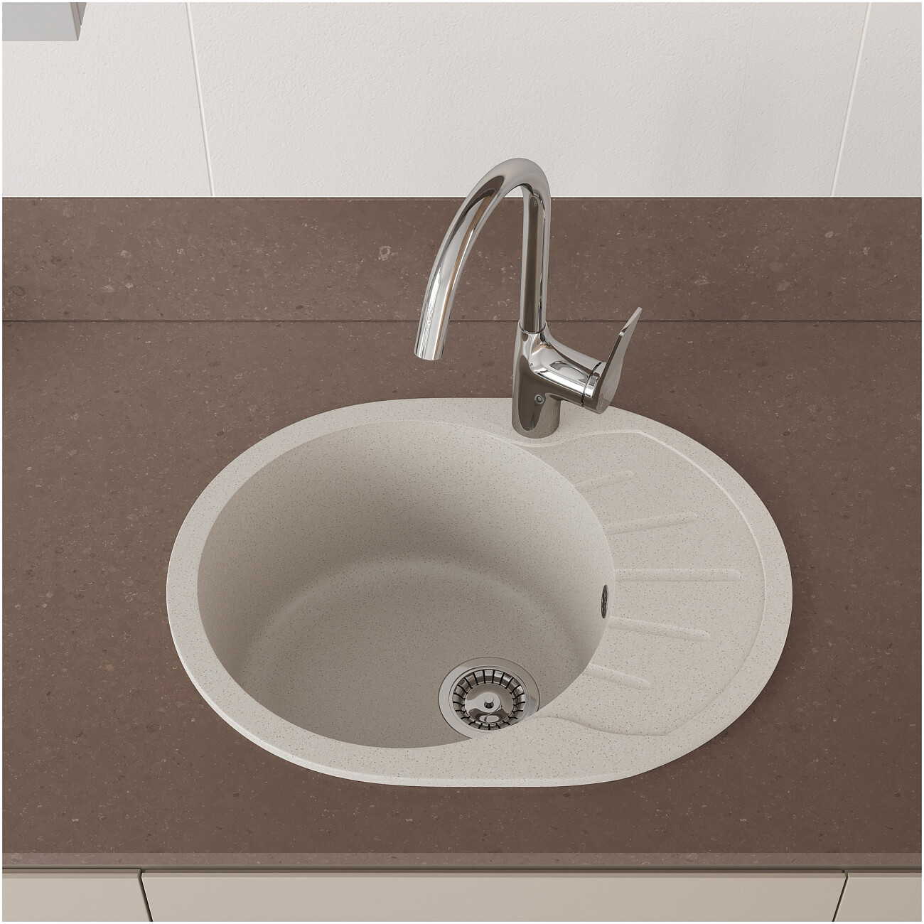 Мойка кухонная бежевая Domaci "Болонья" М-10-003 - изображение 7