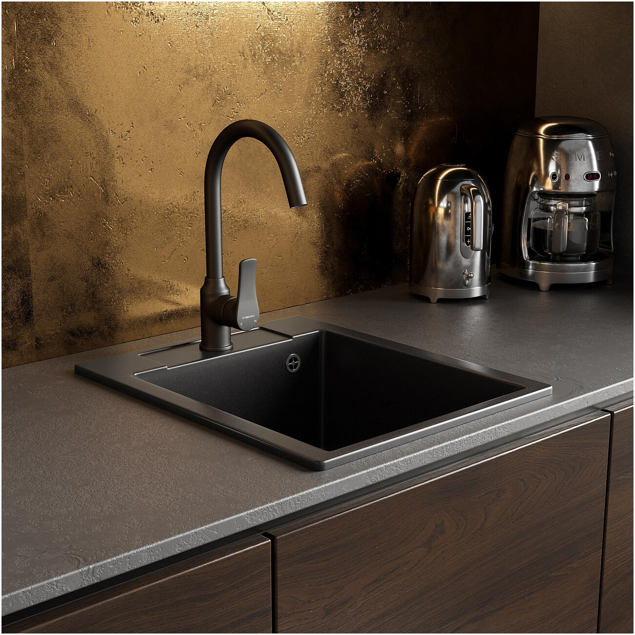 Мойка кухонная черная Domaci "Савона" PA 420 - изображение 3