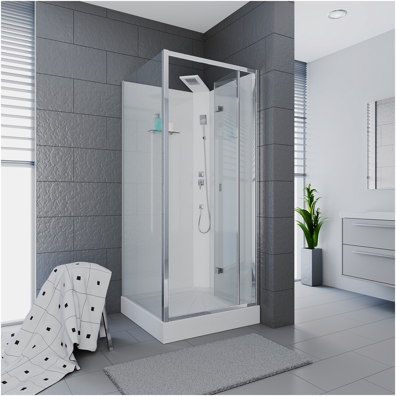 Душевая кабина квадратная без крыши с низким поддоном 90х90 см хром Cerutti SPA Bella 901T - изображение 11