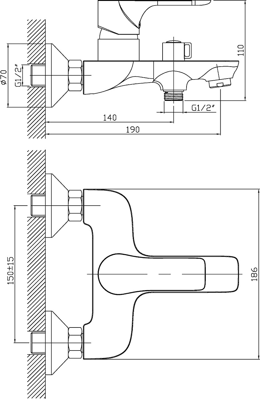 Смеситель для ванны черный Stworki "Берген" BER-02b - изображение 2