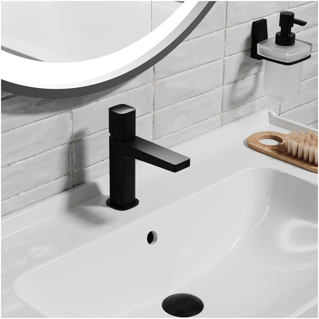 Смеситель для раковины из латуни черный Wasserkraft 9103 - изображение 2