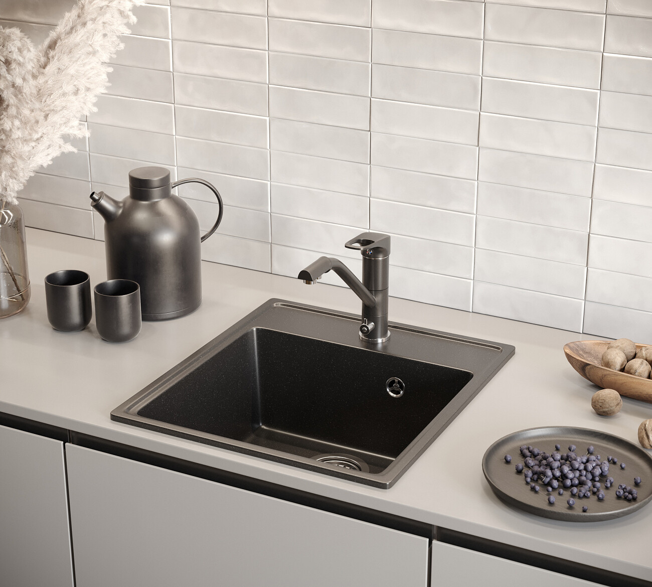 Мойка кухонная уголь Domaci "Солерно" DF 460-07 - изображение 5