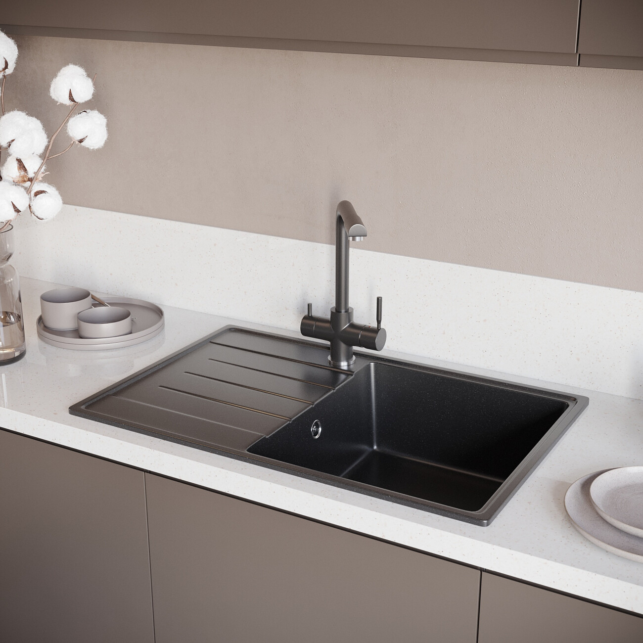 Мойка кухонная уголь Domaci "Солерно" DP 780-07 - изображение 4