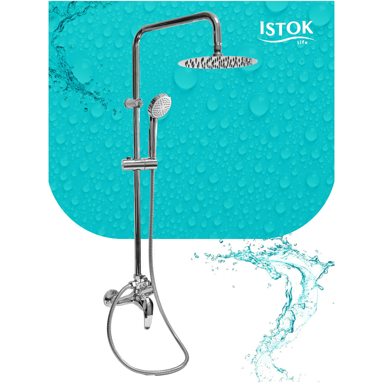 Душевая стойка с верхним душем и смесителем хром Istok life 0402.978 - изображение 2
