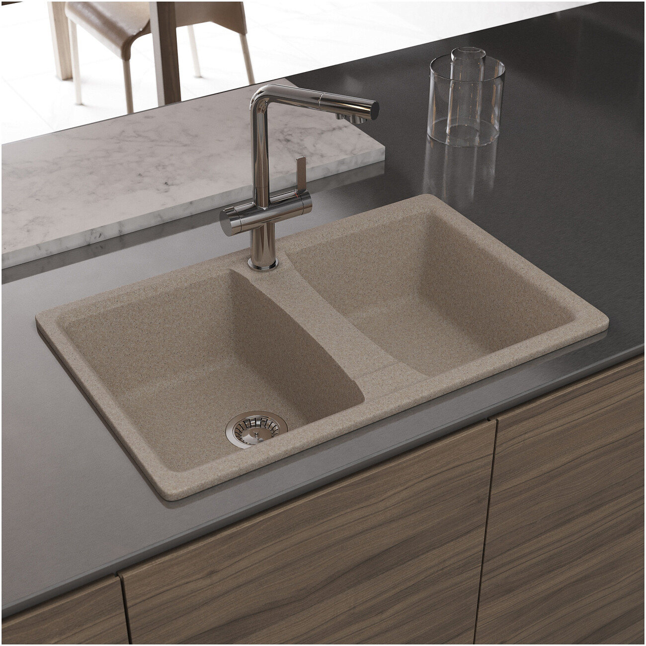 Мойка кухонная песочная Domaci "Болонья" М-26-004 - изображение 8