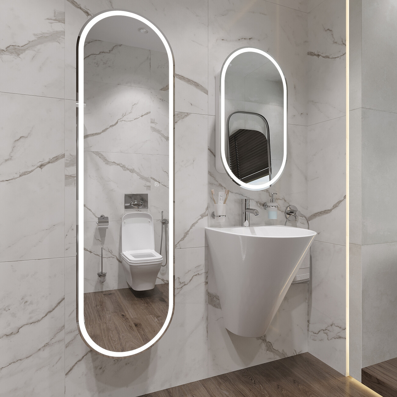 Раковина подвесная керамическая полукруглая 53х48 см белая Stworki 100501-101 - изображение 4