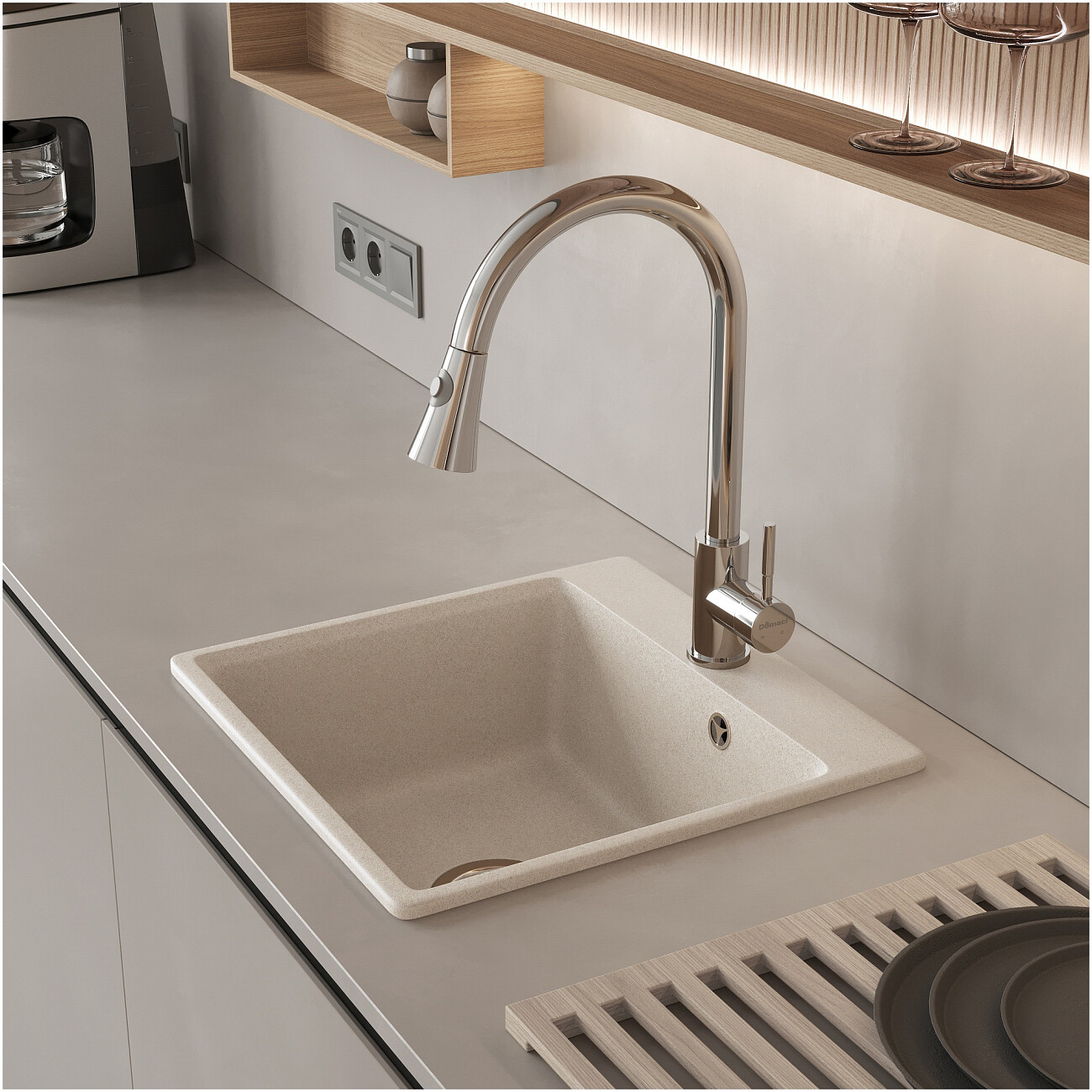 Смеситель для кухни однорычажный с выдвижным изливом хром Domaci "Ливорно" WFD04093 - изображение 4