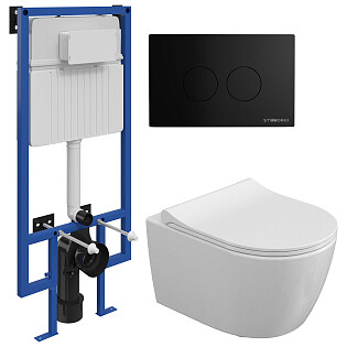 Унитаз подвесной Stworki &quot;Ларвик&quot; 5512 с инсталляцией 510162, с кнопкой 500471