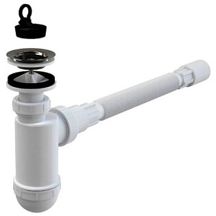 Сифон для раковины с гибким соединением пластиковый белый Alcaplast A41+A710