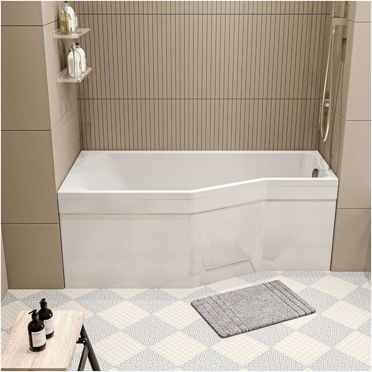 Ванна акриловая 150х75 см правая белая Creto Karmen 33-15075R - изображение 5