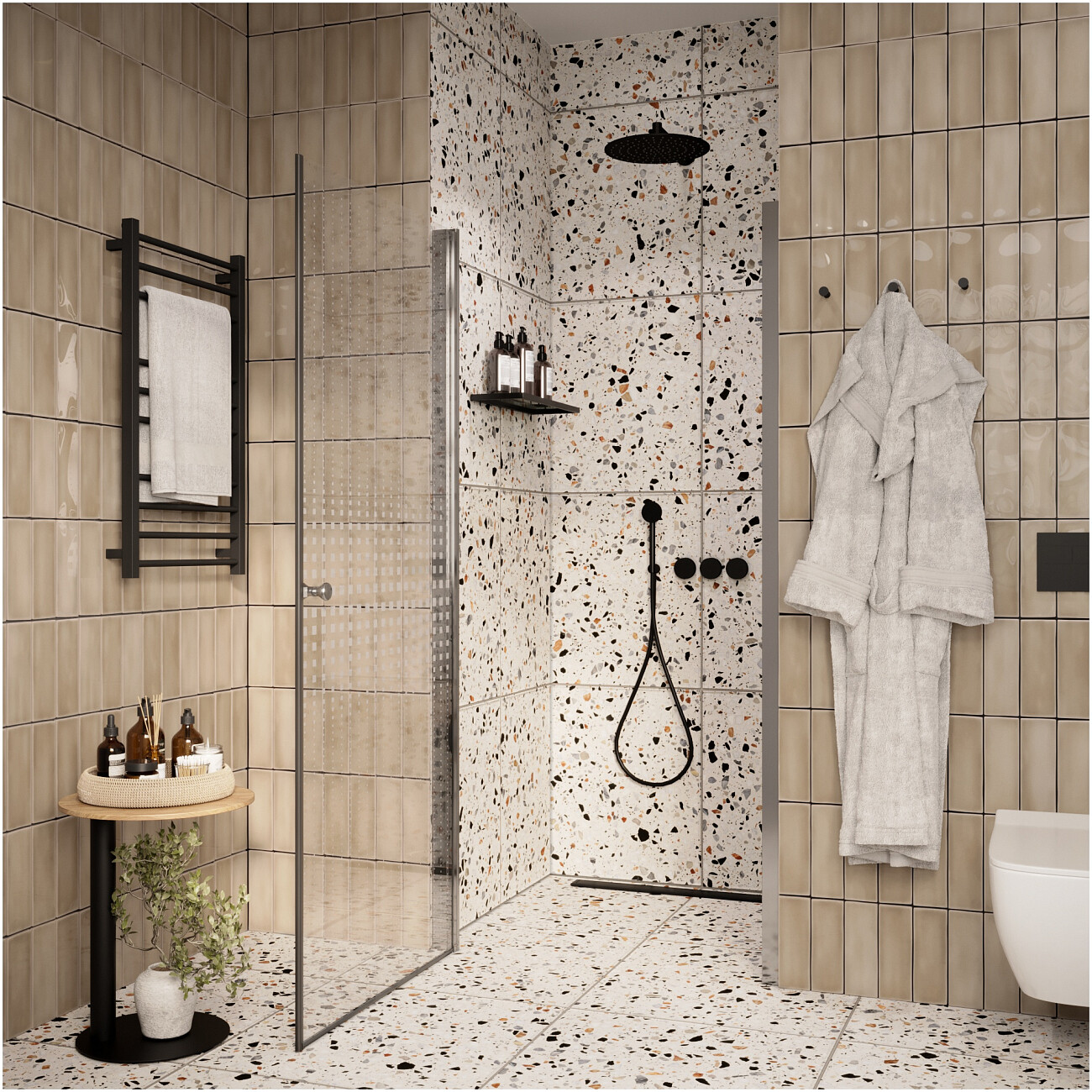 Дверь душевая в нишу прозрачная Parly с рисунком, хром DE80 - изображение 5