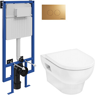 Унитаз подвесной Hansgrohe GladeLake S с инсталляцией Stworki 510162 и кнопкой &quot;Хельсинки&quot; 500474