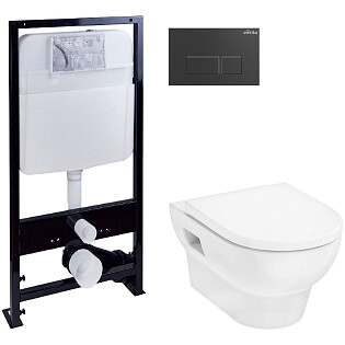 Унитаз Hansgrohe GladeLake S HGSET002 с инсталляцией Ewrika ProLT 0026-2020, с кнопкой черной 0044