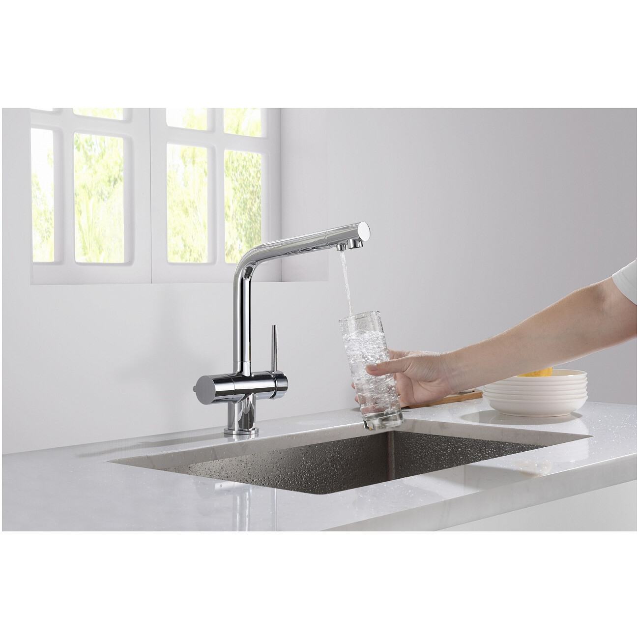 Смеситель для кухни с подключением фильтра хром Timo Saona 2396-00F - изображение 3