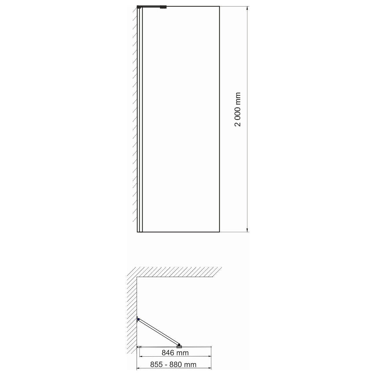 Душевая перегородка стеклянная 200х90 см прозрачная, хром Wasserkraft Aller 10H07-RP90 - изображение 5