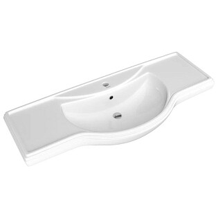 Раковина накладная из литьевого мрамора прямоугольная 50х121 см белая СаНта &quot;Классик 120&quot;