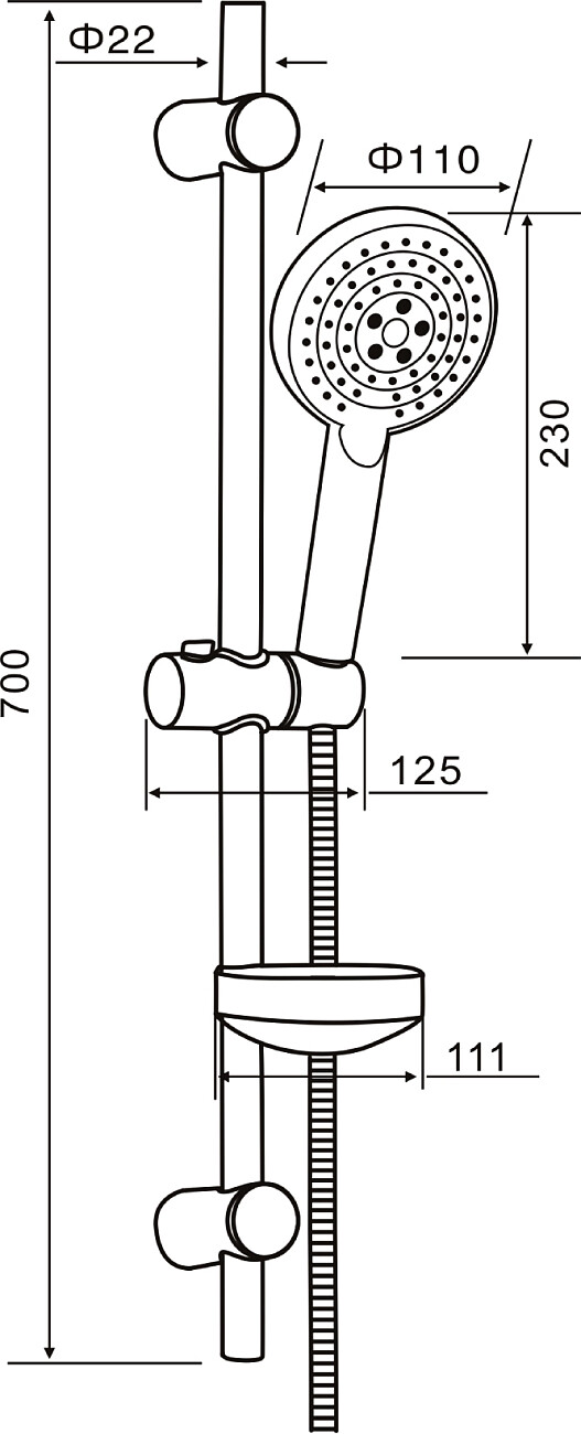 Душевая стойка с держателем и мыльницей хром Stworki "Варберг" VAR-04cr - изображение 2