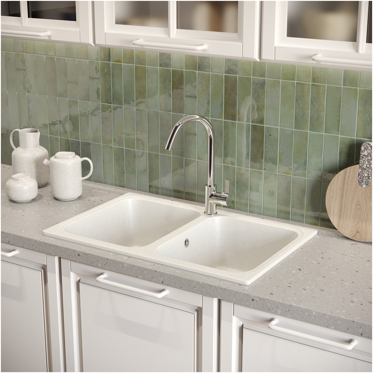 Мойка кухонная белая Domaci "Болонья" М-20-001 - изображение 8