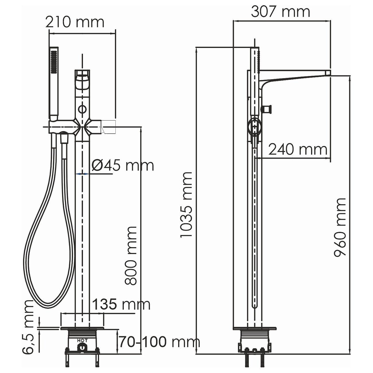 Смеситель для раковины напольный из латуни золотой Wasserkraft 7121 - изображение 5
