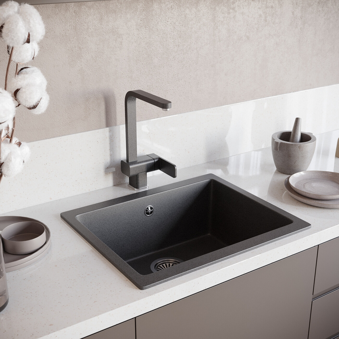 Смеситель для кухни однорычажный антрацит Domaci "Солерно" DC-3014 - изображение 3